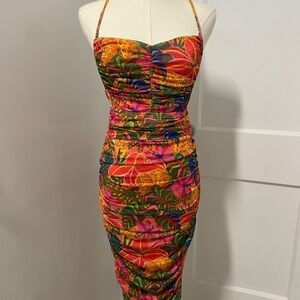Tropical Print Strapless Dress Brazil Vibe
